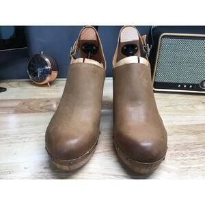 Kork-Ease Darby KE0012606 Clog Women's US 11M Brown Leather Woodgrain Wedge Heel